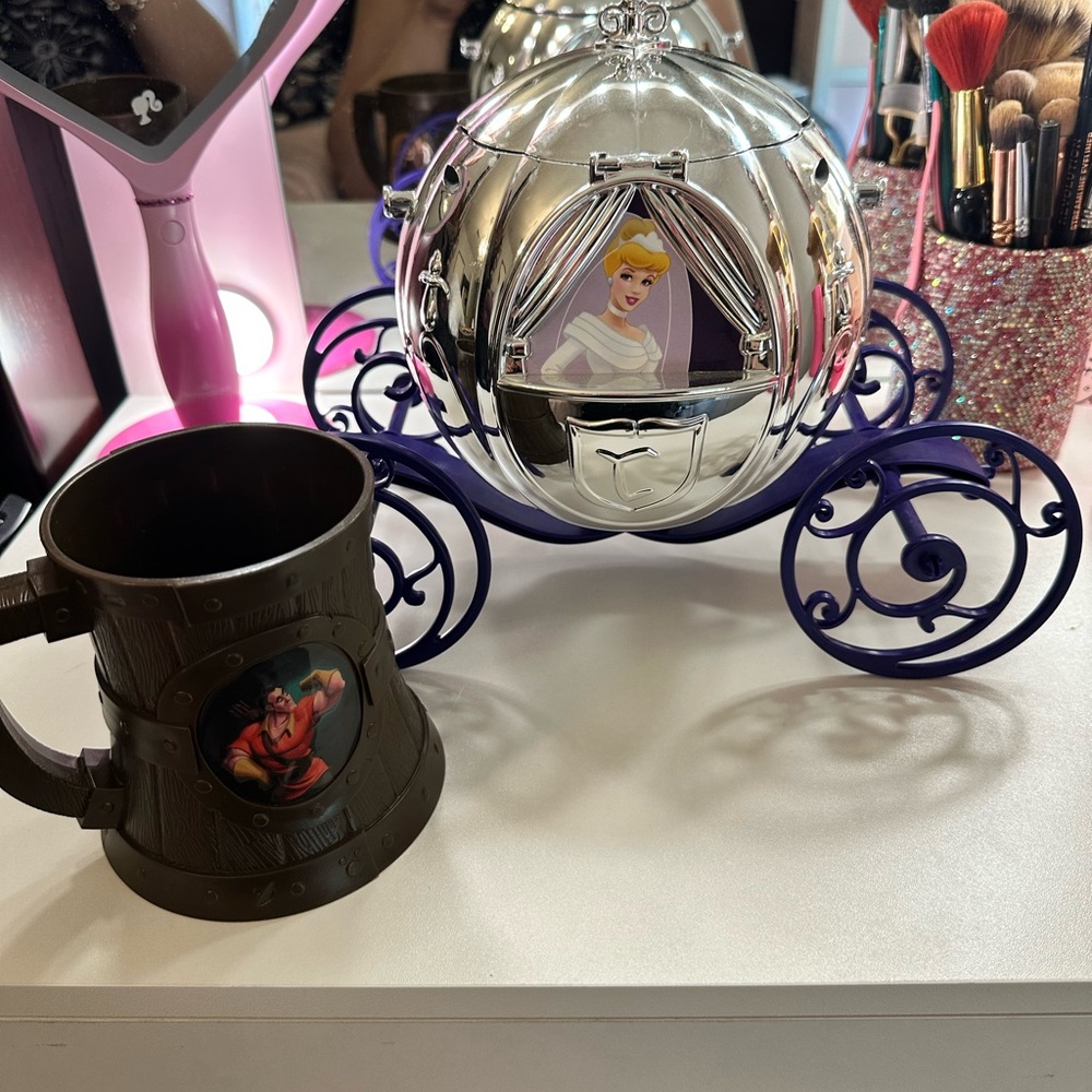Disney Silver and Purple Cinderella Carriage with Brown Gaston Mug